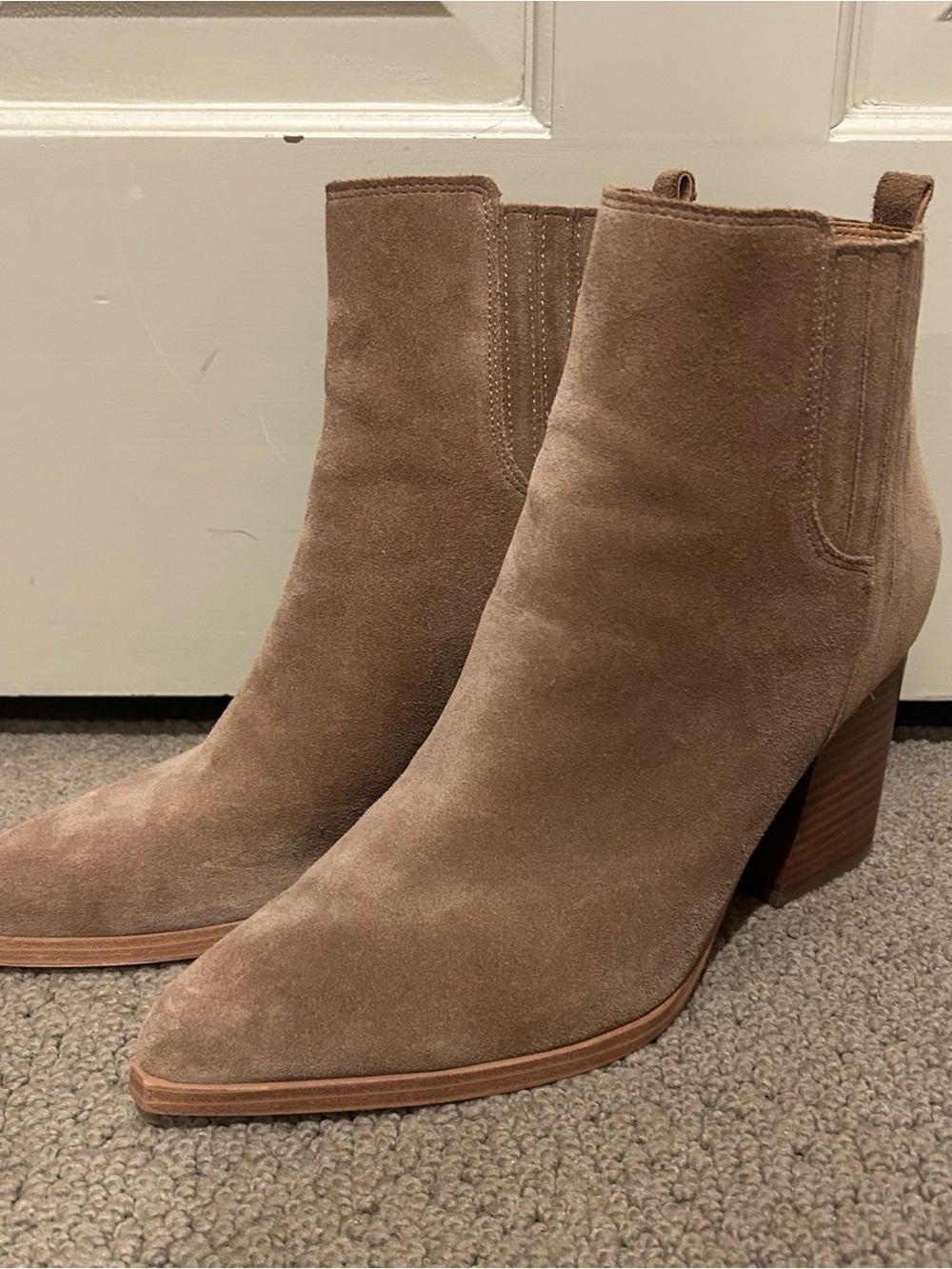 Marc Fisher LTD Orsay Suede Ankle Boots in Taupe